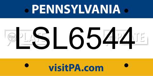LSL6544 Pennsylvania License Plate