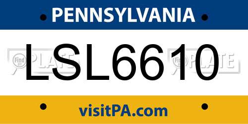 LSL6610 Pennsylvania License Plate
