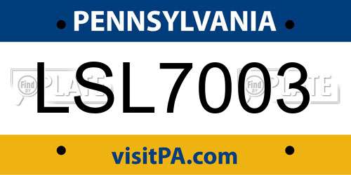 LSL7003 Pennsylvania License Plate