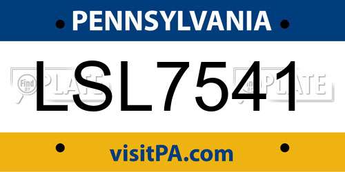 LSL7541 Pennsylvania License Plate