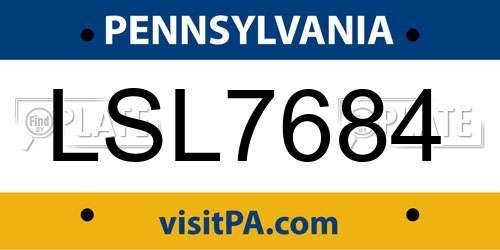 LSL7684 Pennsylvania License Plate