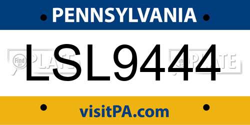 LSL9444 Pennsylvania License Plate
