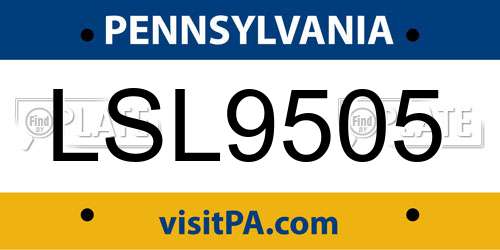 LSL9505 Pennsylvania License Plate