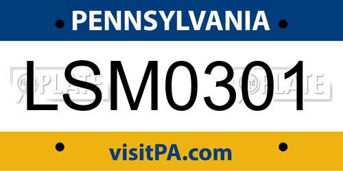 LSM0301 Pennsylvania License Plate