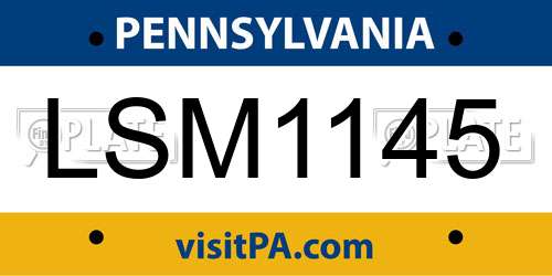 LSM1145 Pennsylvania License Plate