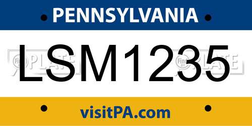 LSM1235 Pennsylvania License Plate