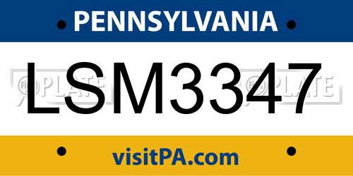 LSM3347 Pennsylvania License Plate