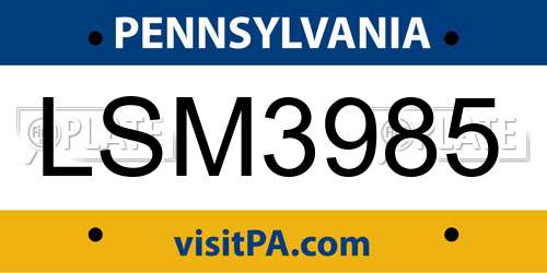 LSM3985 Pennsylvania License Plate