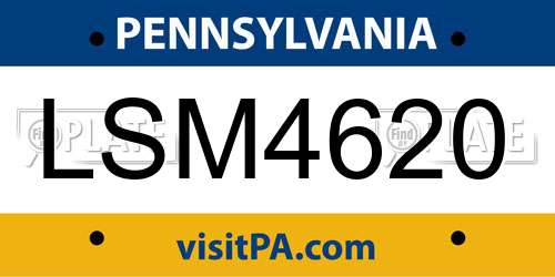 LSM4620 Pennsylvania License Plate