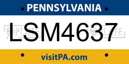 LSM4637 Pennsylvania License Plate
