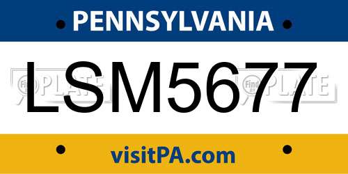 LSM5677 Pennsylvania License Plate