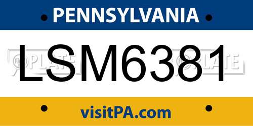 LSM6381 Pennsylvania License Plate