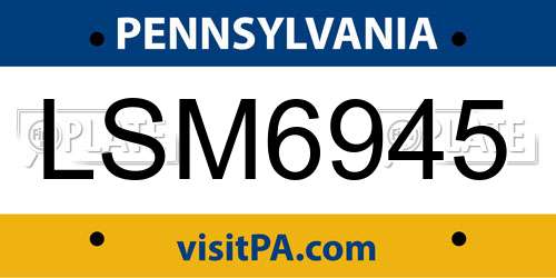 LSM6945 Pennsylvania License Plate