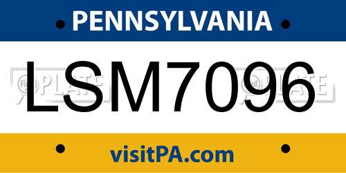 LSM7096 Pennsylvania License Plate