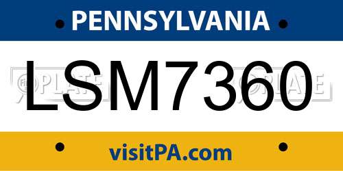 LSM7360 Pennsylvania License Plate