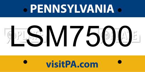 LSM7500 Pennsylvania License Plate