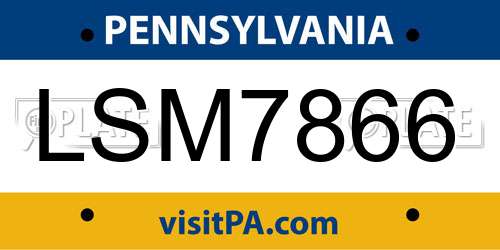 LSM7866 Pennsylvania License Plate