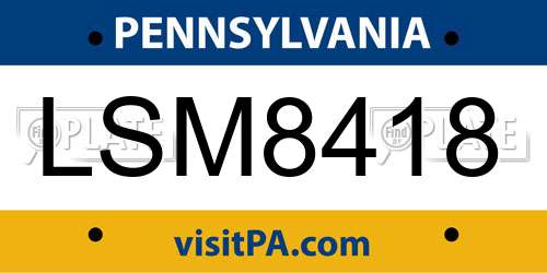 LSM8418 Pennsylvania License Plate
