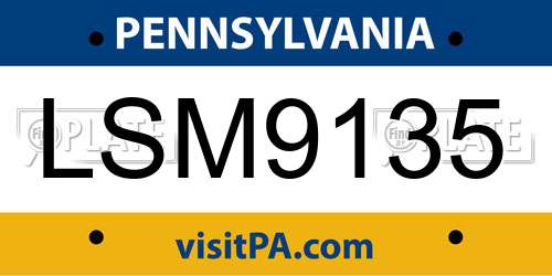 LSM9135 Pennsylvania License Plate