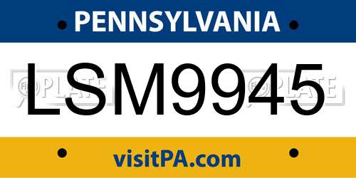 LSM9945 Pennsylvania License Plate