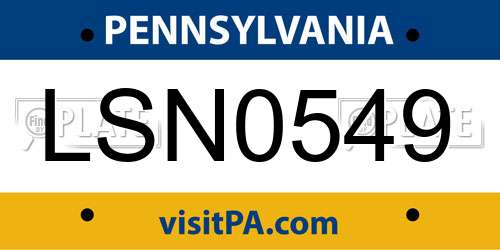 LSN0549 Pennsylvania License Plate