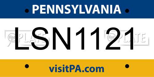 LSN1121 Pennsylvania License Plate