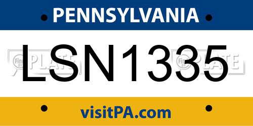 LSN1335 Pennsylvania License Plate