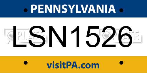 LSN1526 Pennsylvania License Plate