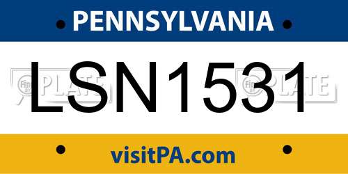 LSN1531 Pennsylvania License Plate