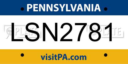 LSN2781 Pennsylvania License Plate