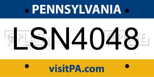 LSN4048 Pennsylvania License Plate