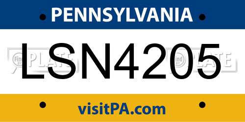 LSN4205 Pennsylvania License Plate