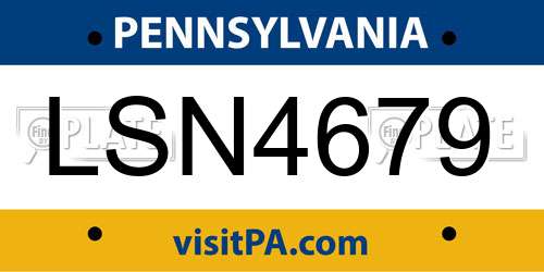 LSN4679 Pennsylvania License Plate