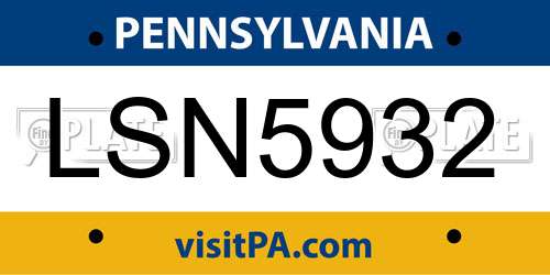 LSN5932 Pennsylvania License Plate