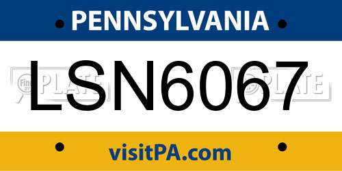 LSN6067 Pennsylvania License Plate