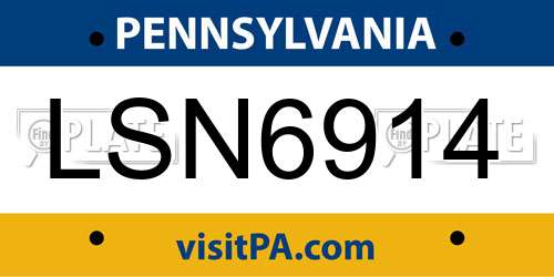 LSN6914 Pennsylvania License Plate
