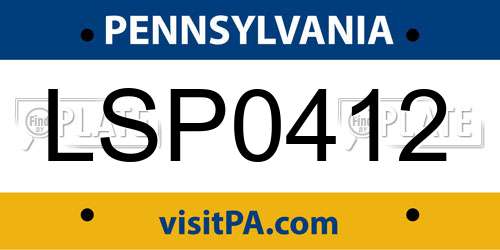 LSP0412 Pennsylvania License Plate