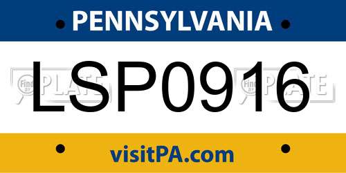 LSP0916 Pennsylvania License Plate