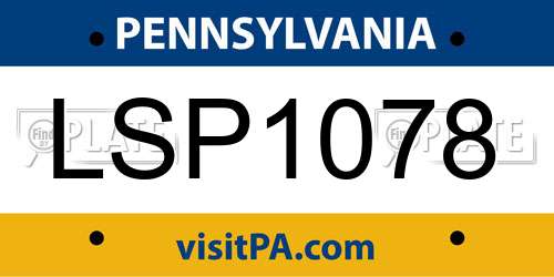 LSP1078 Pennsylvania License Plate