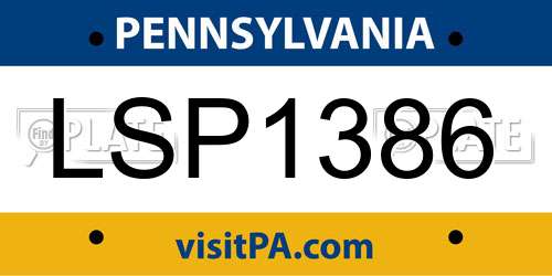 LSP1386 Pennsylvania License Plate