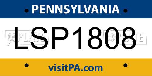 LSP1808 Pennsylvania License Plate