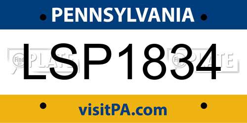 LSP1834 Pennsylvania License Plate