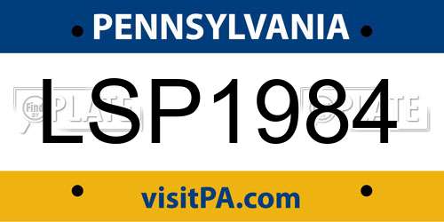 LSP1984 Pennsylvania License Plate