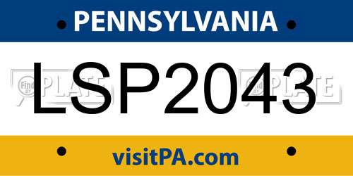 LSP2043 Pennsylvania License Plate