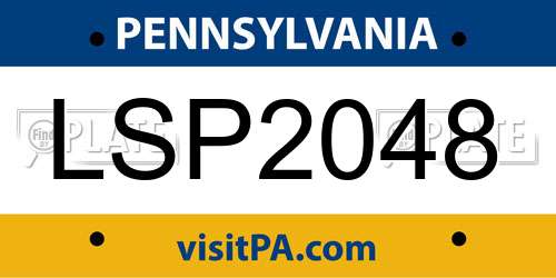 LSP2048 Pennsylvania License Plate