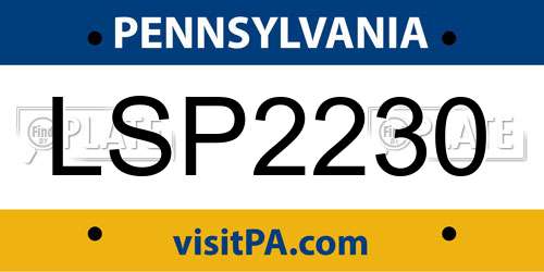 LSP2230 Pennsylvania License Plate