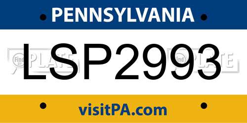 LSP2993 Pennsylvania License Plate