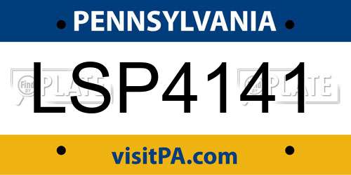 LSP4141 Pennsylvania License Plate