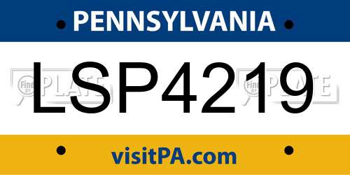 LSP4219 Pennsylvania License Plate