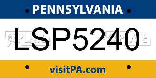 LSP5240 Pennsylvania License Plate